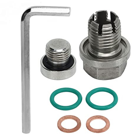 Aqxreight Tappo di scarico olio maggiorato, kit di riparazione della filettatura della coppa dell'olio autofilettante in acciaio inox con guarnizione ad anello con chiave