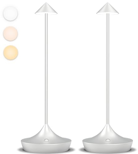 Rechargeable Cordless LED Table Lamp, Silver