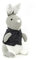 Rabbit Doorstop Herringbone Fabric Animal Door Stop | Novelty Indoor Rabbit Shaped Door Stop | Decorative Weighted Hare Door Stopper - Grey