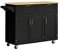 homcom Chariot de cuisine multifonction avec 2 tiroirs, armoire 3 portes et 4 roues, île de cuisine en bois et MDF, 121 x 46 x 91 cm, noir