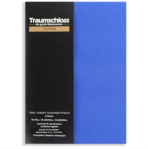 Traumschloss Topper Spannbettlaken Edel-Jersey Mako-Baumwolle Elasthan 4-10 cm Steg 140-160x200-220 royal | 165g/m², 95% gekämmte Mako Baumwolle, 5% Elasthan
