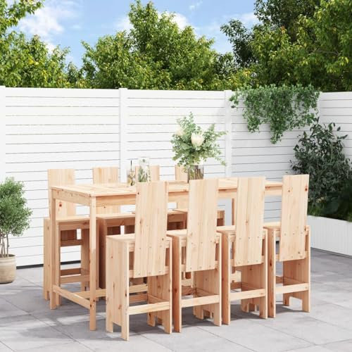 DIGBYS Möbel-Sets-9-teiliges Gartengarnitur Massivholz Kiefer