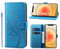 KRAFTCARE Handyhülle für iPhone 12 Hülle, für iPhone 12 Pro Hülle mit Kartenfach Geld Slot Ständer Magnetic Closure, Flip Case Leder Schutzhülle Tasche Handyhülle für iPhone 12/12Pro Hülle, Blau
