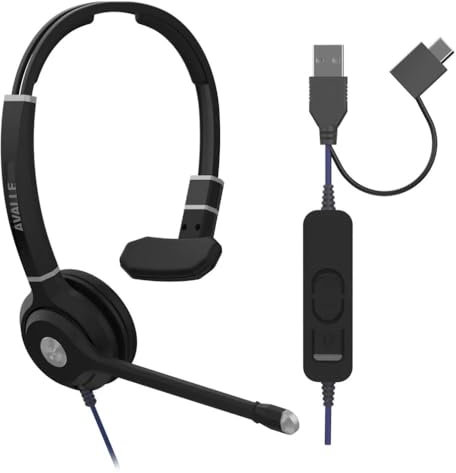 Avalle Verso USB Monaural-Headset | USB-A- und USB-C-Konnektivität | Kompatibel mit Microsoft Teams