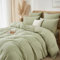 Luofanfei Housse de Couette Gaze de Coton 220x240 Vert Sauge 2 Personnes Mousseline Adulte Unie Parure de Lit Moderne Douceur Parure Housse Couette avec Fermeture Éclair avec Taies d'oreiller 65x65