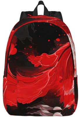 VducK Canvas-Rucksack für Damen und Herren, lässiger Tagesrucksack, rot, schwarz, weiß, abstrakt, Wanderrucksack, Outdoor-Reisetasche, Schwarz , S