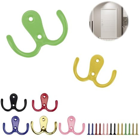 0XBIT Crochet Porte Manteau, 7 Pièces Patère Murale Couleur, Patere Porte Manteau avec Vis, Traitement Placage Surface, 7 Couleurs Vives, pour Chambre, Salle de Bain, Cuisine