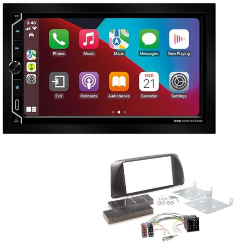 ESX VMX700DAB 2-DIN Autoradio kompatibel mit Wireless Apple CarPlay Android Auto Bluetooth DAB+ passend für Alfa Romeo Giulietta 2010-2014 schwarz