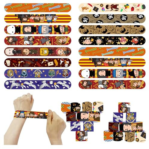 POPOYU Schnapparmband Kinder Harry,24 Stück Harry Pot Armband Geburtstagsdeko Slap Armbänder Klatscharmband Wristband für Mitgebsel Kinder Geburtstagsgeschenke Spielpreise Partytütenfüller