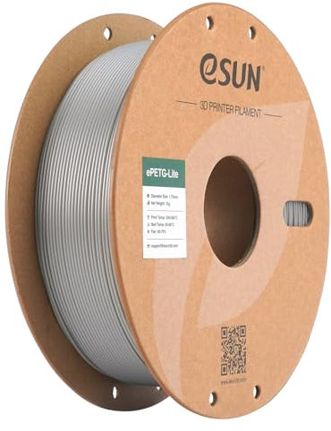 eSUN PETG Filament 1.75mm, hohe Zähigkeit PETG Filament, 1KG Spule (2.2 LBS) 3D-Druck Filament für 3D-Drucker, Einfarbig Silber