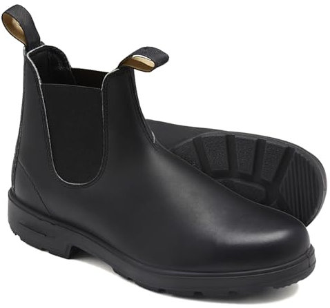 Stivali Chelsea vintage fatti a mano con punta tonda e tacco a blocco, stivali alti da coppia unisex, stivali eleganti in pelle slip-on (45,Black)