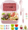 JORTINE Brotdose Kinder mit Fächern,Lunchbox Brotdose Erwachsene,Lunchbox mit Fächern,Bento Box Jausenbox mit Unterteilung,Brotdose mit Besteck Mikrowellengeeignet für Kindergarten,Schule,Picknick
