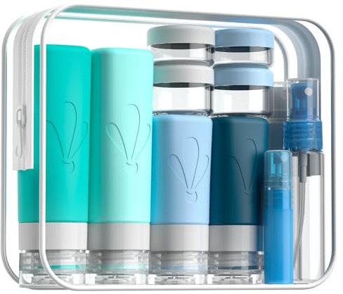 INSFIT 17 Stück Silikon Reiseflaschen Set mit Etiketten, FDA zugelassene 90ml Reisegrößenbehälter, BPA-freie, auslaufsichere, quetschbare Silikonschläuche für Shampoo, Spülung, Lotion, Seife