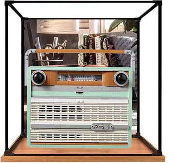 Vetrina in acrilico per modello Lego 10334 Retro Radio, 3 mm, antipolvere, espositore compatibile con Lego 10334 (modello non incluso) (sfondo costruito 3 mm B)