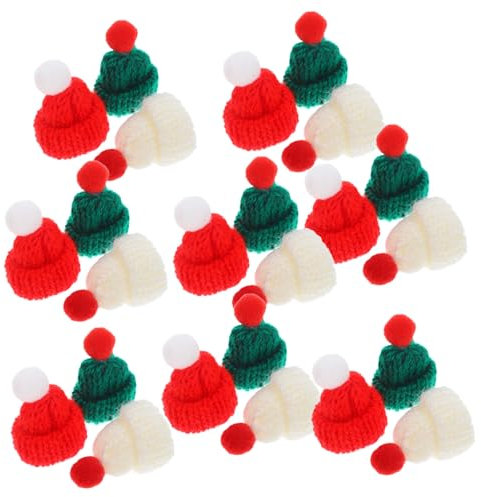BESTonZON 24 Stück Wollmütze Mini-schneemannmützen Zum Basteln Kleine Strickmützen Bastelhutverzierungen Selber Machen Figur Weihnachtsdekoration Kleiner Hut Minihüte Für Filzhüte Garn