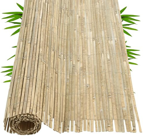 DELUKE® Bambuszaun 120x500cm LEA - Natürlich | Balkon Sichtschutz Bambus Sichtschutzzaun Bambusmatte Balkonzaun Windschutz Sonnenschutz