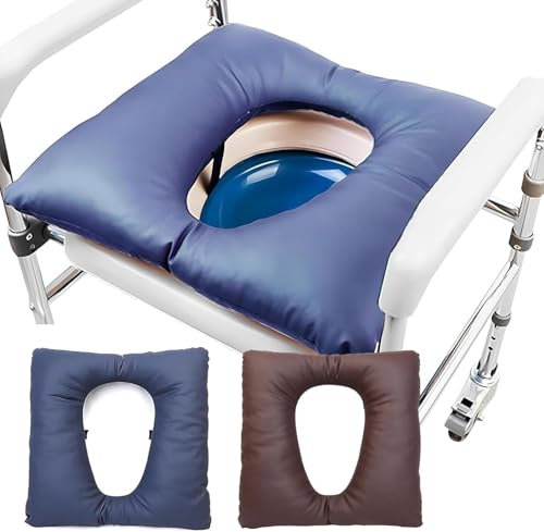16.5X16.5 Inch Soft Toilet Seat Cushion,PU Leather Waterproof Toilet Seat Cushion for Elderly,Bedside Commode Toilet Chair Cushion,Bidet Seat,Toilet Training Seats Cushion,Bed Sore Cushion A