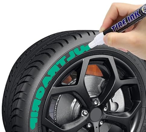 M.A.D MYLDAN AUTO DESIGN Car Tyre Paint Marker – Durable Waterproof White Ink Pen for Rubber & Wheel Lettering (Green)