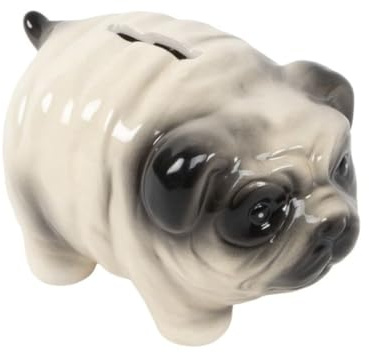 Dekorative Spardose aus Keramik in Form eines Hundes Teckel, Terrier, Mops braun, 17 x 8,5 x 11 cm (Mops, Mops)