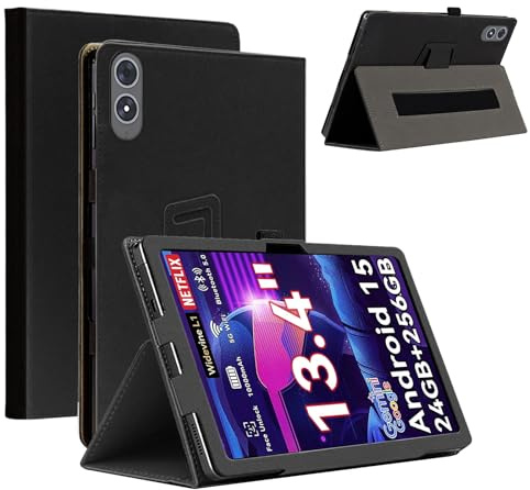 CONAPIKA Tablet Hülle für TABWEE T60 PRO, Ultra Dünn PU Leder Abdeckung Klappständer Schutzhülle Auto Schlaf/Aufwachen Magnet Case Cover mit Stifthalter und Handschlaufe,Schwarz