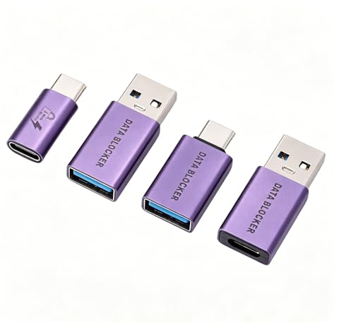 Diyeeni 4Pack USB Data Blocker & USB C Data Blocker, Only for Charger, Protect Against Juice Jacking, USBC to C Datas Defender Support Up to 240W PD Charging