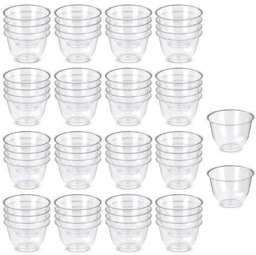 Sonile Disposable Clear Hard Plastic Tea Cups - 50ml Small Transparent Tasting Cups for Tea, Sake, Parties & Catering Events, Stackable Shatterproof Single-Use Cups (50-Pack)