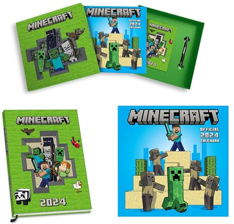 Minecraft Gift Set | 2024 Calendar | 2024 Diary | Disney Pen | Minecraft Merchandise | Minecraft Gaming Gift | Official Product: Including Large Square Calendar, A5 Size Diary and Pen