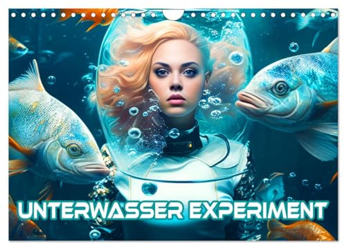 Unterwasser Experiment (Wandkalender 2026 DIN A4 quer), CALVENDO Monatskalender: Die Fische-Frau wird in der Lage sein, unter Wasser zu gehen und die ... aus der KI erschaffen. (CALVENDO Menschen)