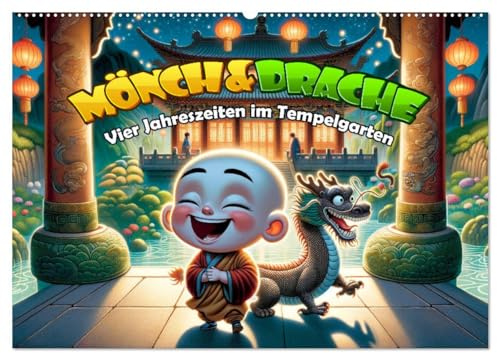Mönch und Drache: Vier Jahreszeiten im Tempelgarten (Wandkalender 2026 DIN A2 quer), CALVENDO Monatskalender: Jahresreise mit Drache & Mönch. (CALVENDO Orte)