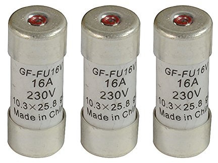 3 fusibles à voyant 10,3 X 25,8 16A