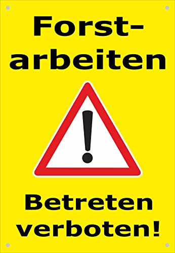 Absperr-Plane Absperr-Banner - Achtung Forst-Arbeiten - Betreten verboten - 450x650mm mit Ösen – P00001-021-C - stabile PVC Werbe-Plane Werbe-Banner +++ in 4 Varianten erhältlich