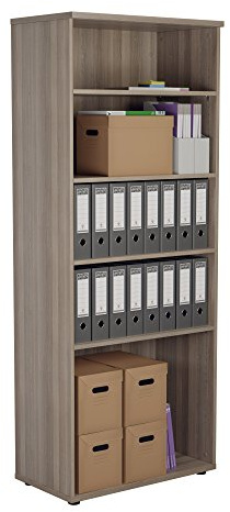 Office Hippo Heavy Duty Bookcase, Robust Book Case, Storage Unit with 4 Adjustable Shelves & Adjustable Feet, Stable Home Office Furniture, Simple To Assemble - Grey Oak