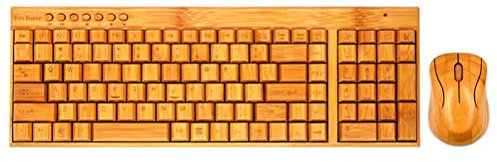 CSZH Mouse di legno sottile tastiera Wireless e Mouse bambù Design Mini tastiera e Mouse Combo per portatile