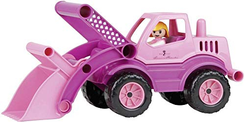 LENA 4103 Prinzessin von Hohenzollern Radlader, Baustellenfahrzeug ca. 33 cm, Radlader mit funktionaler Schaufel und Figur, für Mädchen ab 2 Jahren, Spielzeug in Rosa