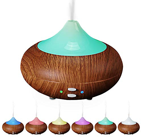 Aroma Diffusor mit Beleuchtung │Luftbefeuchtung Aromatherapie 7 Farben mit Farbwechsel 5W │ Duftlampe ca. Ø13cm 210ml Tank (1 x Diffusor braun)