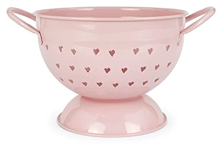 ISABELLE ROSE Scolapasta rosa con cuori nello stile Shabby chic 21 cm COL1