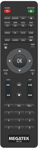 Remote Control for MEGATEK DVD Players