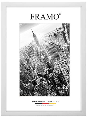 FRAMO Cadre photo en bois 60 x 85 cm sur mesure - Pin Blanc | Taille sélectionnable | verre acrylique antireflet | Cadre pour Puzzle | Photos | affiche