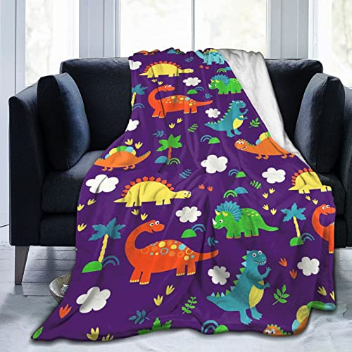 Custommixall Dinosaur Blanket for Boys,Kids Dinosaur Throw Blanket for Boys and Girls,Fluffy Cozy Dinosaur Fleece Blanket with Vibrant Colors and Cute Design,Soft and Warm Throw Blanket 50x60