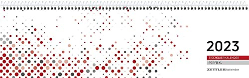 Tischquerkalender Perfo XL rot 2023 - 36,2x10,6 cm - 1 Woche auf 2 Seiten - Stundeneinteilung 7 - 20 Uhr - jeder Tag einzeln abtrennbar - 136-0013