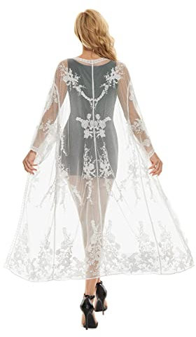 marysgift Cardigans for Women Lightweight Loose Casual Beach Cover Ups and Kaftans Sexy See Through Kimono Cardigan White 210112