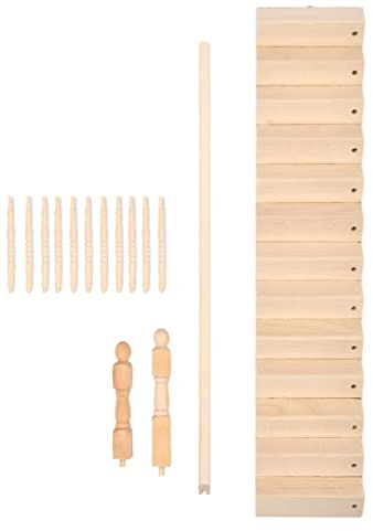 Puppenhaus Miniatur Treppe 1:12 Holzhandlauf DIY Treppe Puppenhaus Zubehör Stufen Modell für Puppenhaus Mikrolandschaft Dekorationen(Linke Armlehne)