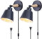 TOKIUS 2 Packs Appliques Murales Vintages Industrielles Plafonniers Luminaires E27 en Métal Réglable Lampe Murale Interieur Rétro pour Chambre Cuisine Restaurant (avec interrupteur, Noir)