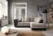 Abakus Direct Dylan Corner Sofa in Brown & Beige - Chenille and Faux Leather Fabric Sofas, Armchairs & Swivel Chairs (Right Hand Facing)