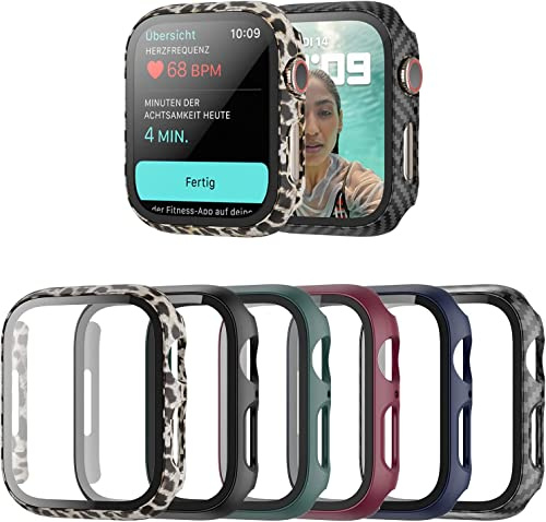 Haojavo Schutzhülle Kompatibel mit Apple Watch 38MM Series 3 2 1, 6 Stück Hülle 2 in 1 Gehäuse Hart Schutz und HD Gehärtetes Displayschutz Zubehör für iWatch 38 MM Smartwatch Case für Damen und Herren