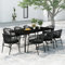 Tidyard 9-TLG. Garten Essgruppe 8 Personen, Sitzgruppe 8+1, Gartentisch mit Glas-Tischplatte & Sessel mit Sitzkissen Gartenmöbel Set Anthrazit