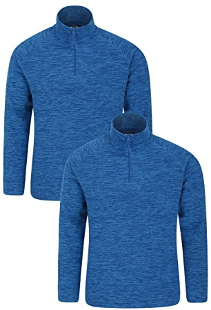 Mountain Warehouse Snowdon Mens Micro Fleece Top - Warm, Breathable, Quick Drying, Zip Collar Fleece Sweater, Soft & Smooth Pullover - For Travelling, Walking Cobalt ((02)) XS