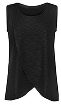 AMhomely UK Stock Clearance Maternity Womens Nursing Solid Color Round Neck Sleeveless Round Neck Breastfeeding Blouse