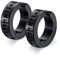 Nordischer Wikinger Hoop Ohrring Herren - Amulett Schutz Schmuck Geschenke Edelstahl Herren Non-Pierced Clip On Ohrringe Ohrstecker mit Nordic Elder Futhark Runen,Schwarz,1 Paar,