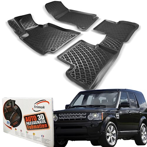 Trimak Passgenau 3D Fussmatten Auto Kompatibel mit Land Rover Discovery 4 Gen 2009-2016 Auto Zubehör 1. Und 2. Reihe Gummimatten Autos TPE Allwetter Geruchlos rutschfest Vorne und Hinten Schwartz